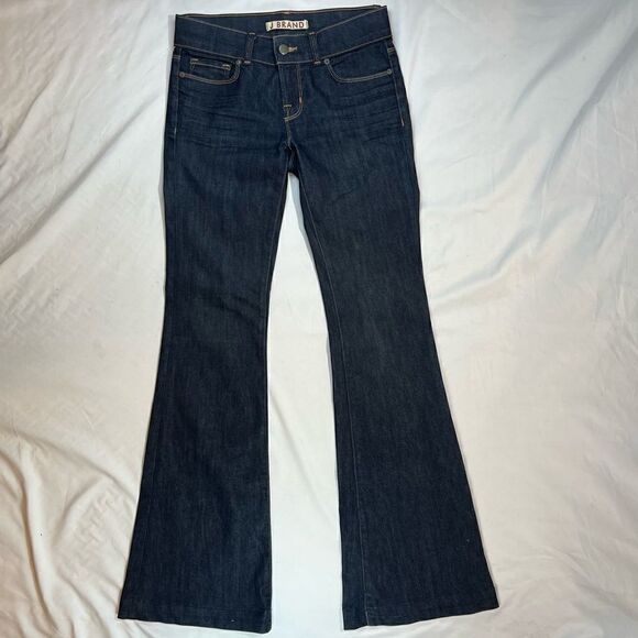 J Brand Lovestory Low Rise Bell Bottom Flare Dark Blue Jeans 26 - Picture 1 of 8